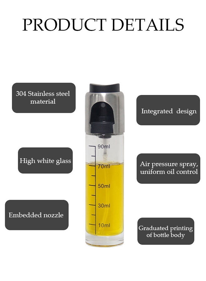 DUNISO زجاجة زيت من الفولاذ المقاوم للصدأ 2 قطعة، بخاخات زيت الزيتون، زجاجة موزع زيت قابلة لإعادة التعبئة للقلي الهوائي، الشواء، المطبخ، الخبز، السلطة - Image 3