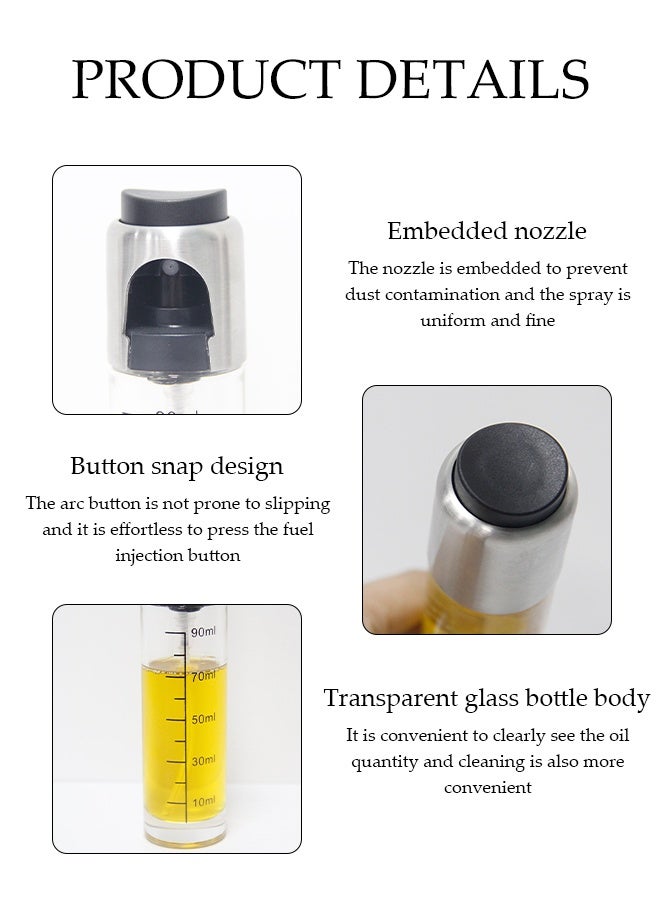 DUNISO زجاجة زيت من الفولاذ المقاوم للصدأ 2 قطعة، بخاخات زيت الزيتون، زجاجة موزع زيت قابلة لإعادة التعبئة للقلي الهوائي، الشواء، المطبخ، الخبز، السلطة - Image 4