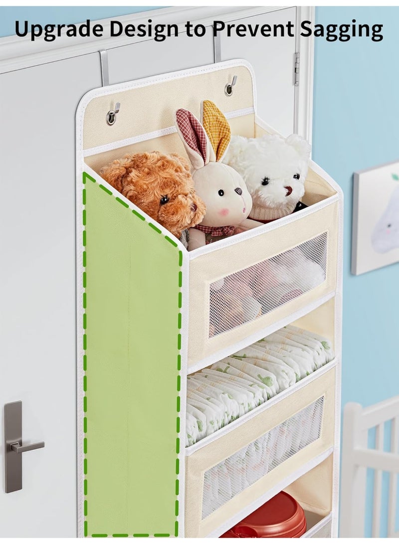 NIBEMINENT Over The Door Organizer Storage, 5 Shelf Hanging Door Organizer with 5 Large Capacity Pockets, Anti Tilt 44 lb Load Behind Door Storage for Bedroom, Bathroom, Pantry, Nursery,（Beige）  - Image 3