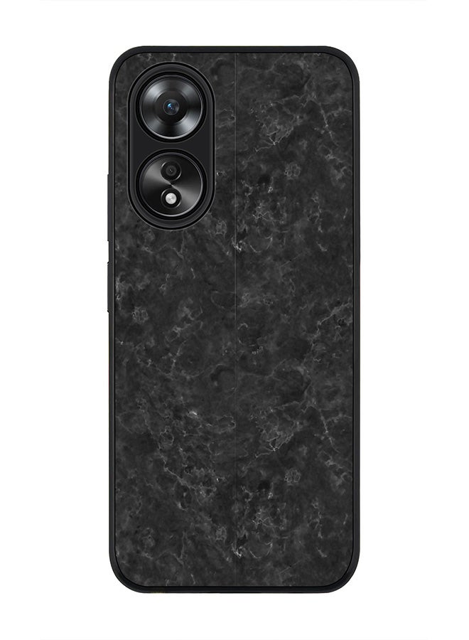 Stylizedd حافظة سوداء متينة لهاتف أوبو A58 4G، حافظة مرنة رقيقة من المطاط مع حواف مضادة للسقوط - غلاف جل رقيق بتصميم رخام أسود - Image 1