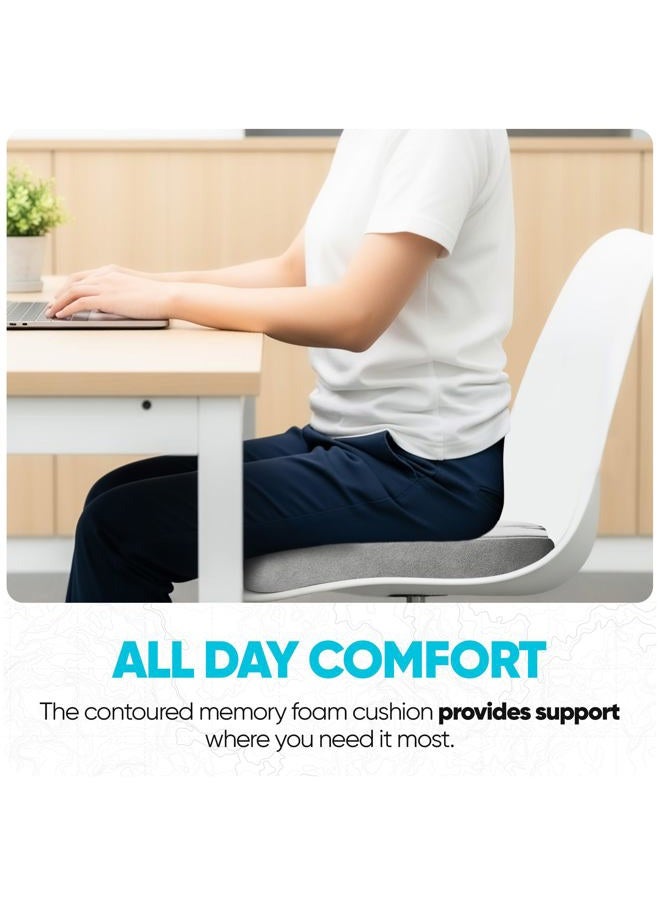 FORTEM Chair Cushion, Seat Cushion for Office Chair, Car Seat Cushion, Coccyx Orthopedic Pillow, Desk Chair Memory Foam Sitting Pillow, Washable Cover (Velour, Grey) - Image 4
