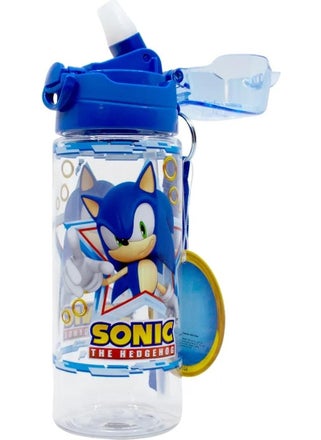 Sonic Transparent Water Bottle 500ML - Sonic Water Bottle - Licensed Sonic Water Bottle - Water Bottle with Straw