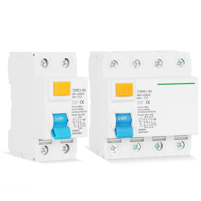 40A 4Pole 100mA RCCB RCD قاطع دائرة التيار المتبقي مفتاح أمان 230V - Image 1