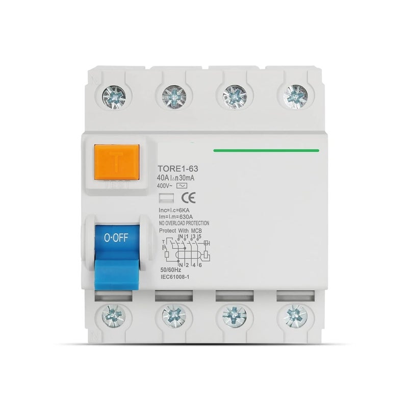 40A 4Pole 100mA RCCB RCD قاطع دائرة التيار المتبقي مفتاح أمان 230V - Image 5