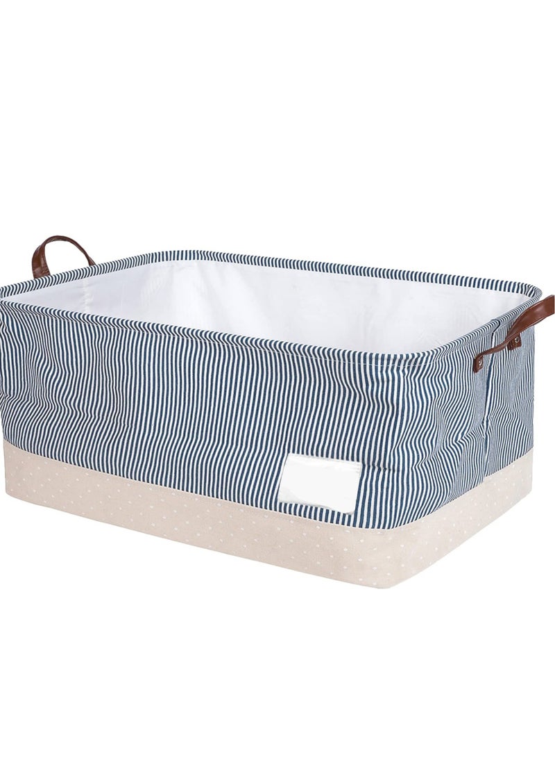 Excefore Collapsible Laundry Washing Baskets with Lid, Extra Large Drawstring Canvas Storage Boxes,Suitable for Organising Clothes Toys (Navy Blue, XL) - Image 1