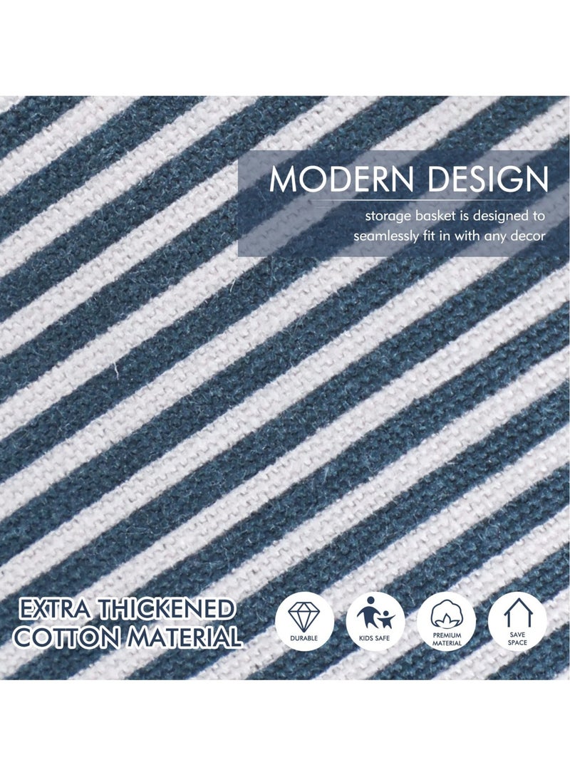 Excefore Collapsible Laundry Washing Baskets with Lid, Extra Large Drawstring Canvas Storage Boxes,Suitable for Organising Clothes Toys (Navy Blue, XL) - Image 4