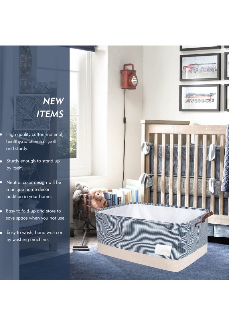 Excefore Collapsible Laundry Washing Baskets with Lid, Extra Large Drawstring Canvas Storage Boxes,Suitable for Organising Clothes Toys (Navy Blue, XL) - Image 2