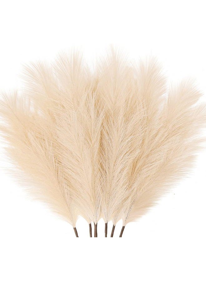 ZIFTY 7-Pcs 38"/3.1FT Faux Pampas Grass Large Tall Fluffy Artificial Fake Flower Boho Decor Bulrush Reed Grass for Vase Filler Farmhouse Home Wedding Decor (Beige) - Image 1
