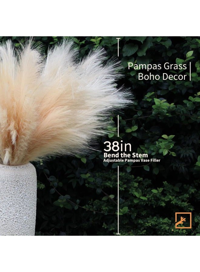 ZIFTY 7-Pcs 38"/3.1FT Faux Pampas Grass Large Tall Fluffy Artificial Fake Flower Boho Decor Bulrush Reed Grass for Vase Filler Farmhouse Home Wedding Decor (Beige) - Image 2
