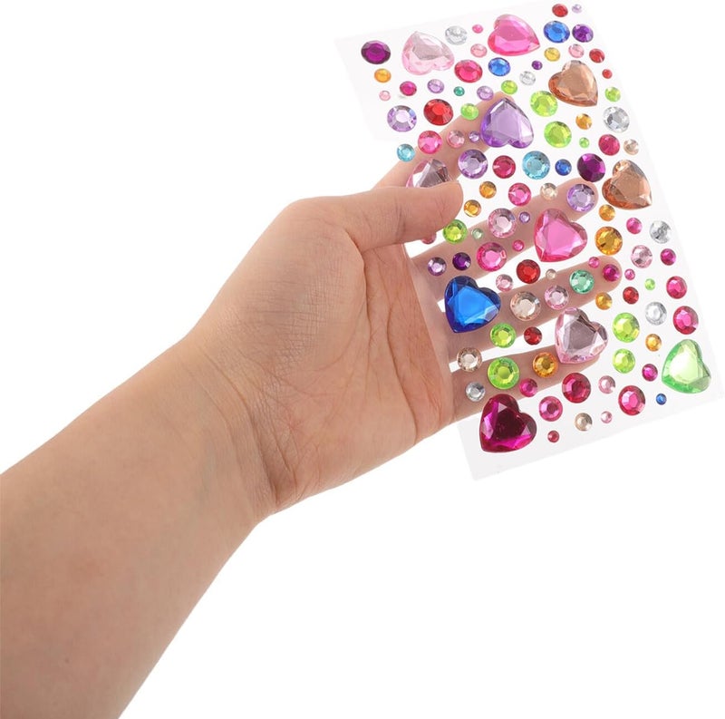 11 Sheets Acrylic Crystal Rhinestone Stickers for Scrapbooking and Nail Art, Self-Adhesive Round Gems, Sparkly Heart Gems Stickers and DIY Crafting - Image 4
