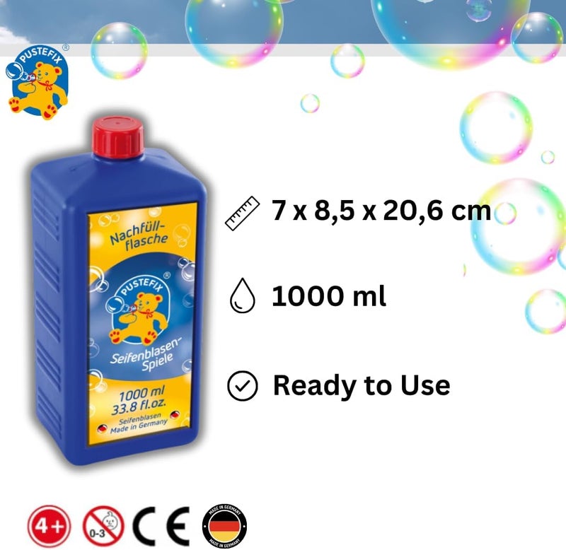 PUSTEFIX Bubble Refill Bottle - 1000 ml of Premium Soap Bubbles - Image 2