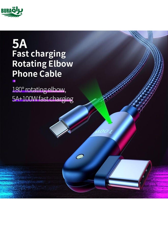 BURAQ FXCTL-WY0G 100W 5A USB-C / Type-C to Type-C 180 Degree Rotating Elbow Fast Charging Cable, Length:1.2m(Grey)  - Image 3