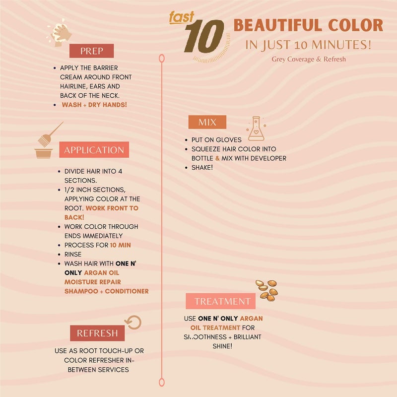 One N Only One 'N Only Fast 10 Permanent Hair Color Kit - Hair Dye for Women with Argan Oil to Maintain Moisture Balance - Advanced Micro-Pigments for Natural Tones (4N Medium Brown) - Image 5
