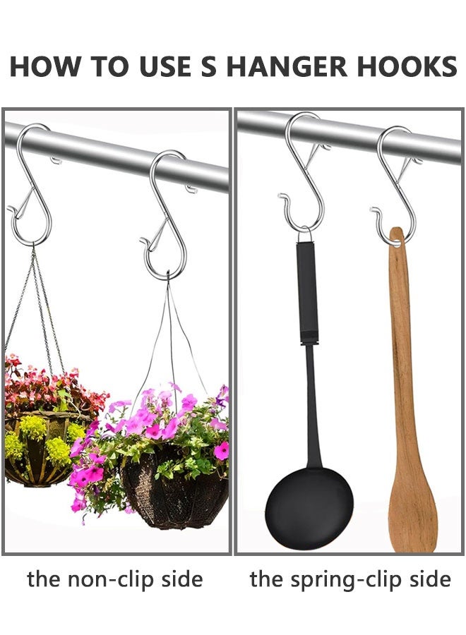 HOOTO 10 S-Hooks for hanging safety buckles, 3.5 inches Heavy Duty Metal S-Hooks Stainless Steel for hanging kitchen utensils, cups, flower pots, plants, bags, hats (Silver) - Image 5