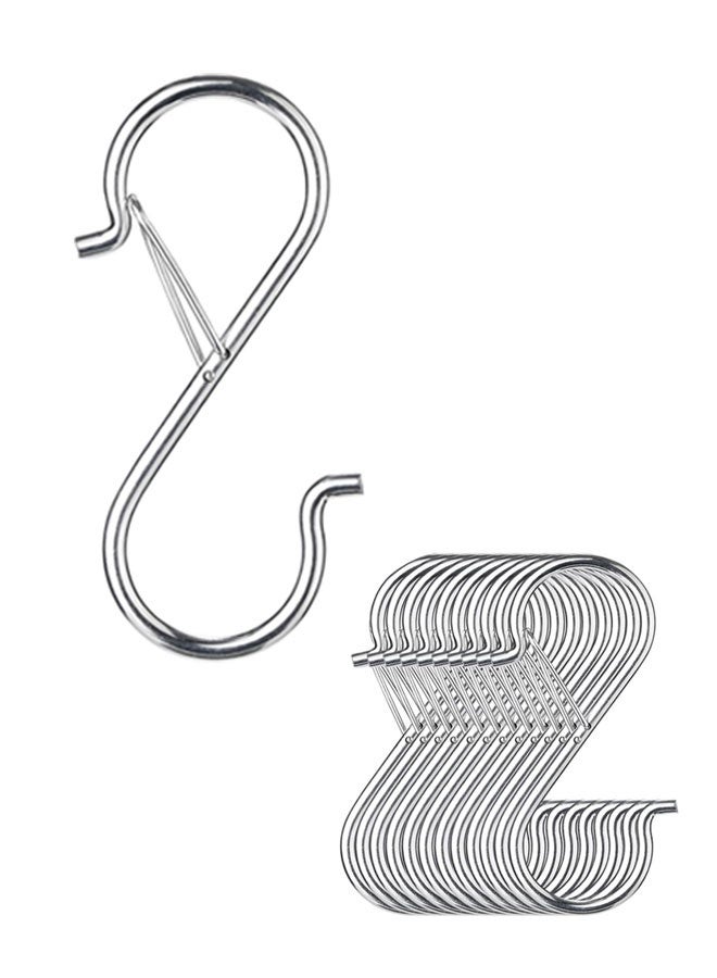 HOOTO 10 S-Hooks for hanging safety buckles, 3.5 inches Heavy Duty Metal S-Hooks Stainless Steel for hanging kitchen utensils, cups, flower pots, plants, bags, hats (Silver) - Image 1