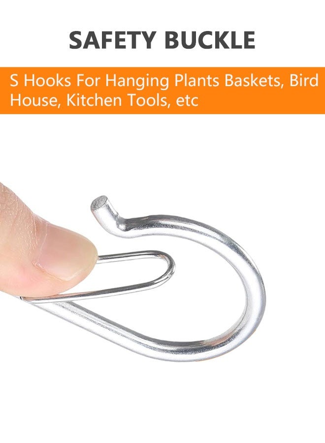 HOOTO 10 S-Hooks for hanging safety buckles, 3.5 inches Heavy Duty Metal S-Hooks Stainless Steel for hanging kitchen utensils, cups, flower pots, plants, bags, hats (Silver) - Image 4
