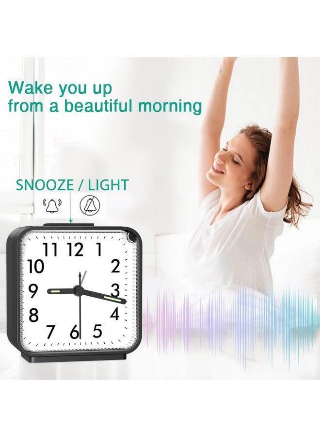 ORIA Analog Alarm Clock, Silent Alarm Clock, Non Ticking Alarm Clock, Small Alarm Clock With Nightlight, Snooze, Ascending Beep Sounds, Simple Operation For Bedroom, Home, Black - Image 5
