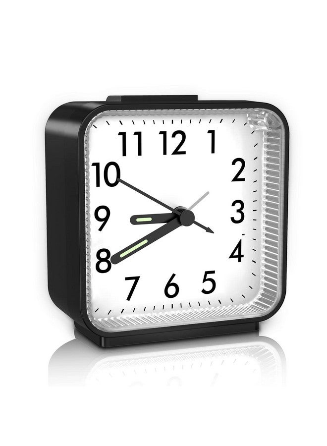 ORIA Analog Alarm Clock, Silent Alarm Clock, Non Ticking Alarm Clock, Small Alarm Clock With Nightlight, Snooze, Ascending Beep Sounds, Simple Operation For Bedroom, Home, Black - Image 1