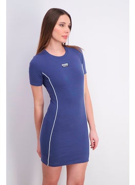 Women Sportswear Fit Ribbed Collar Original Short Sleeve Dress, Blue - pzsku/ZF0E71C523C4871513E6EZ/45/_/1727187942/0dbffb99-5f82-471f-92d9-8d4d6b29e600