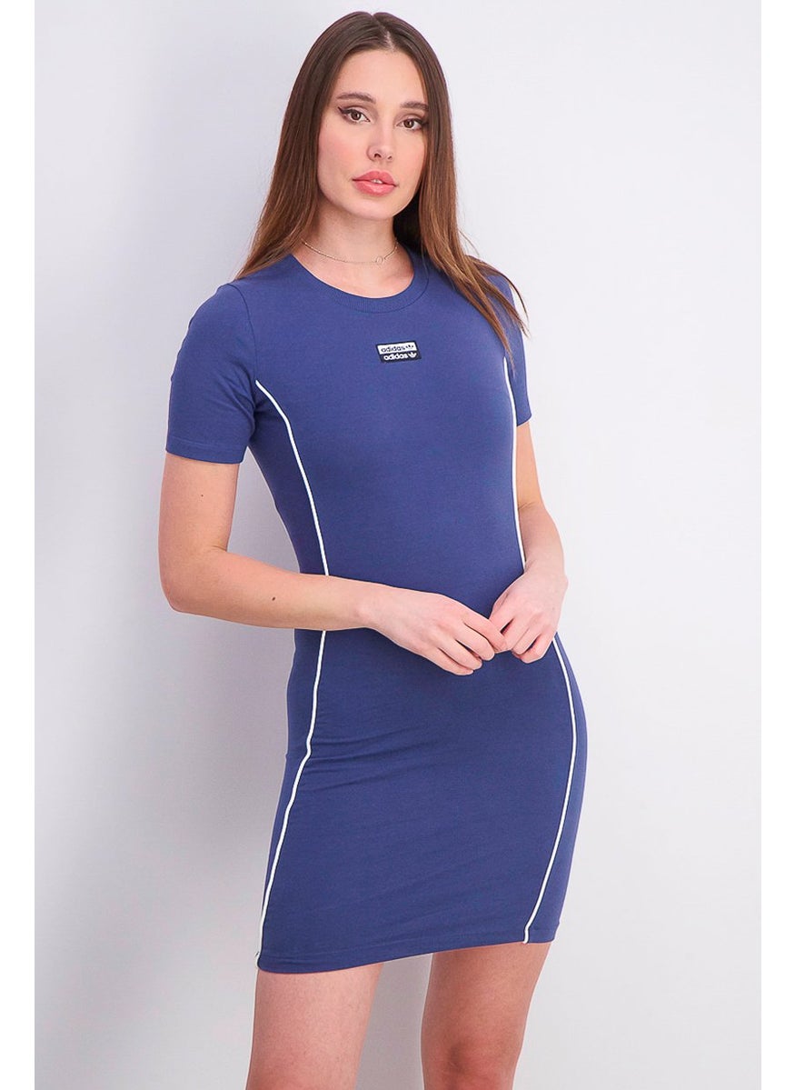 Women Sportswear Fit Ribbed Collar Original Short Sleeve Dress, Blue - pzsku/ZF0E71C523C4871513E6EZ/45/_/1727187949/3eaff29b-e90d-47e1-a8a1-684fb742b756