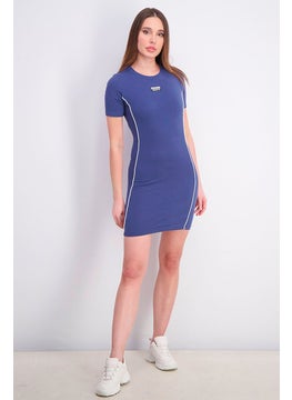 Women Sportswear Fit Ribbed Collar Original Short Sleeve Dress, Blue - pzsku/ZF0E71C523C4871513E6EZ/45/_/1740495177/3b1ca192-c93e-4592-a33e-fff51a57882a