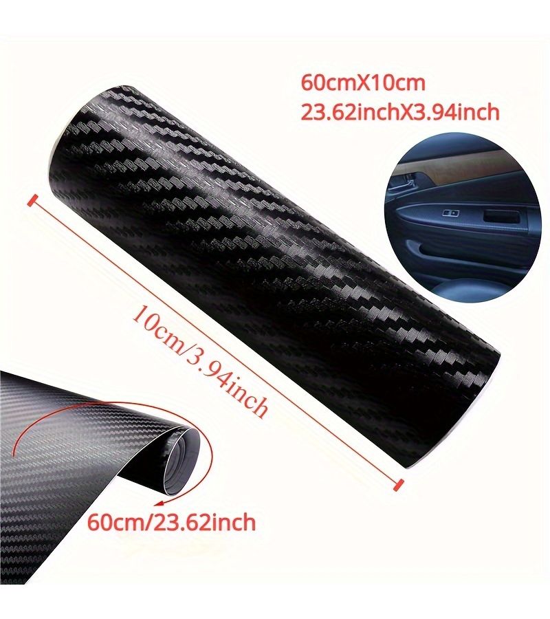 3D Carbon Fiber Blue Car Sticker 23.62x3.94inch Waterproof Vinyl Film Auto Wrap Decal - Image 2