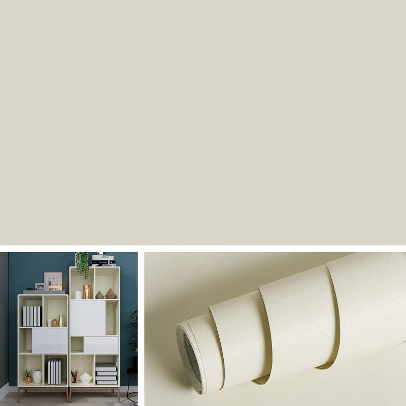 Livelynine Solid Beige Wall Paper for Walls Contact Paper Self Adhesive Wallpaper Peel and Stick Countertops Furniture Adhesive Shelf Liners for Kitchen Cabinets Removable Waterproof 158x788Roll