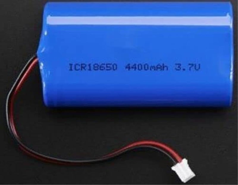 حزمة بطاريات ليثيوم أيون قابلة لإعادة الشحن من نوع 18650 بسعة 3.7V و4400mAh مع موصل JST PH 2.0/2P، بقدرة 16.28Wh وتيار 4.4A، لون أزرق، أبعاد 6.6 × 1.8 سم، مناسبة للإلكترونيات والألعاب والإضاءة والمعدا - Image 1