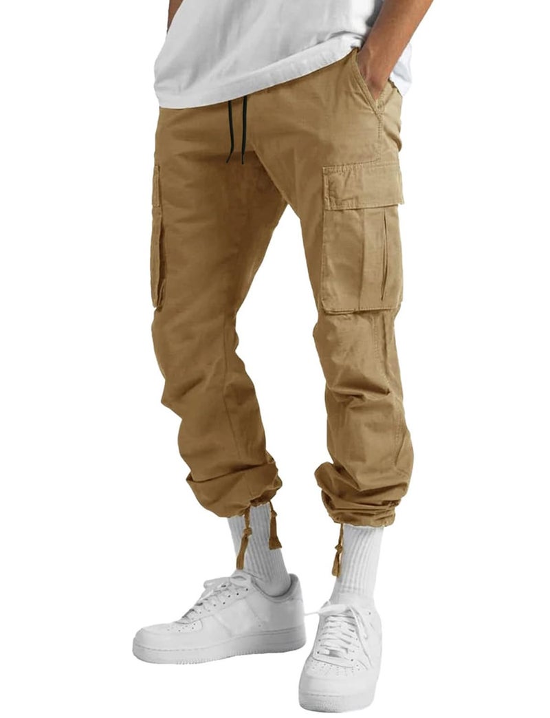 whox Mens Cargo Pants Casual Outdoor Hiking Pants for Men Athletic Joggers Sweatpants Khaki - Image 2