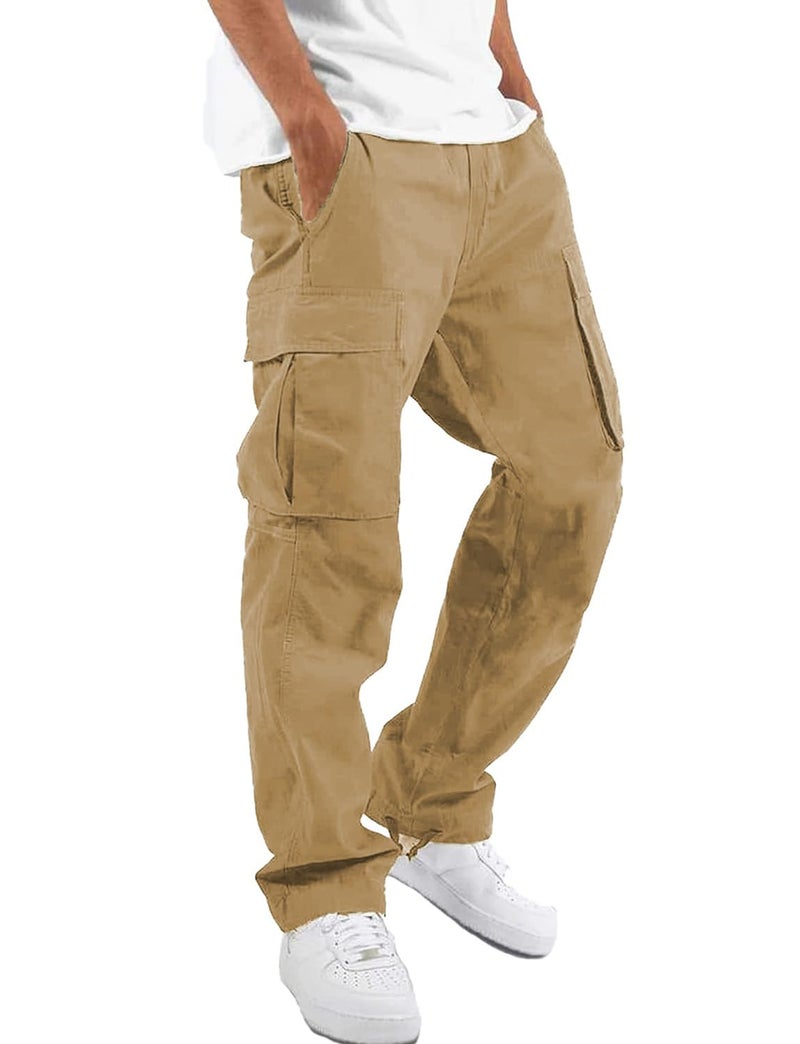 whox Mens Cargo Pants Casual Outdoor Hiking Pants for Men Athletic Joggers Sweatpants Khaki - Image 1