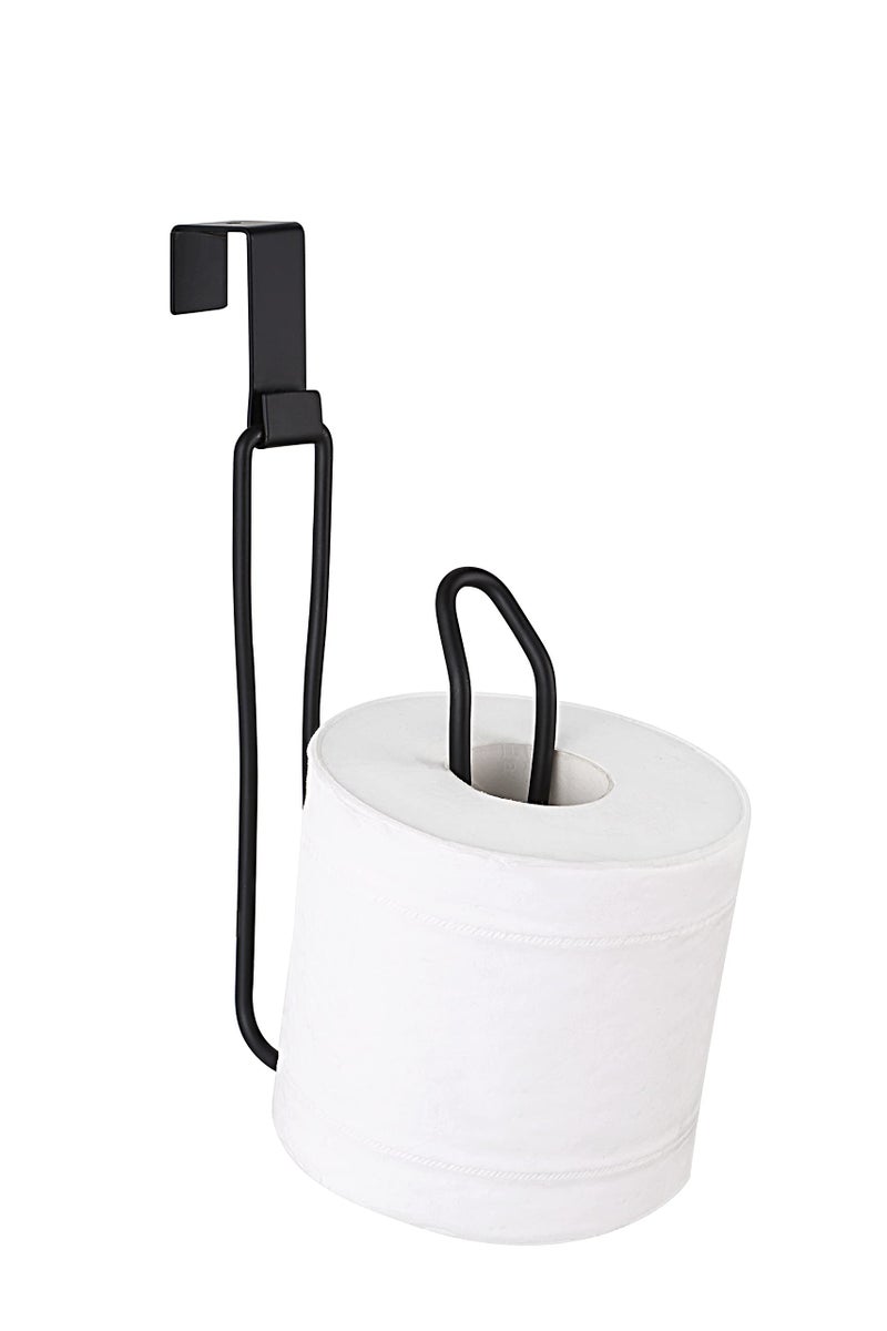SunnyPoint SunnyPoint Over The Tank Toilet Tissue Paper Roll Holder Dispenser and Reserve for Bathroom Storage and Organization - Metal  Hanging  Holds 1 Roll (Black)