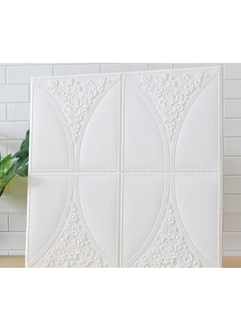 JSA - 10 Pices 3D Wall Panel 3D Texture PVC Wallpaper Diamond Design Decorative Wall Cover For Living Room Lobby Bedroom Office Each PVC 70*70cm White - Image 1