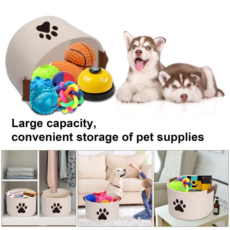 Morezi Dog toy bin pet cat toy box baskets in large suff storage - Perfect for collect toys, grooming stuff, closthing, diapers for Living Room, Playroom, Closet, Home - Beige - Image 4