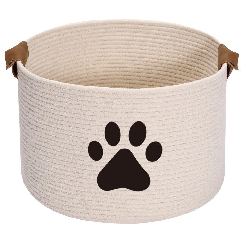 Morezi Dog toy bin pet cat toy box baskets in large suff storage - Perfect for collect toys, grooming stuff, closthing, diapers for Living Room, Playroom, Closet, Home - Beige - Image 1