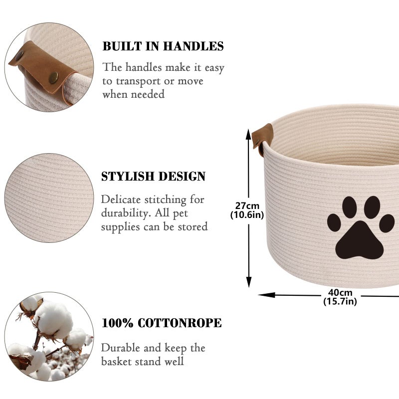 Morezi Dog toy bin pet cat toy box baskets in large suff storage - Perfect for collect toys, grooming stuff, closthing, diapers for Living Room, Playroom, Closet, Home - Beige - Image 3