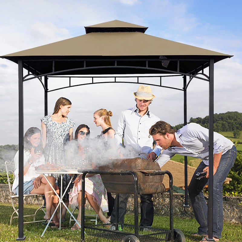 Hugline Grill Gazebo Replacement Canopy Roof â€“ Hugline 5x8 Outdoor Grill Shelter Canopy Top Double Tiered BBQ Tent Cover Fit for Model L-GG001PST-F (Khaki) - Image 5
