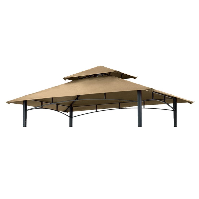 Hugline Grill Gazebo Replacement Canopy Roof â€“ Hugline 5x8 Outdoor Grill Shelter Canopy Top Double Tiered BBQ Tent Cover Fit for Model L-GG001PST-F (Khaki) - Image 1