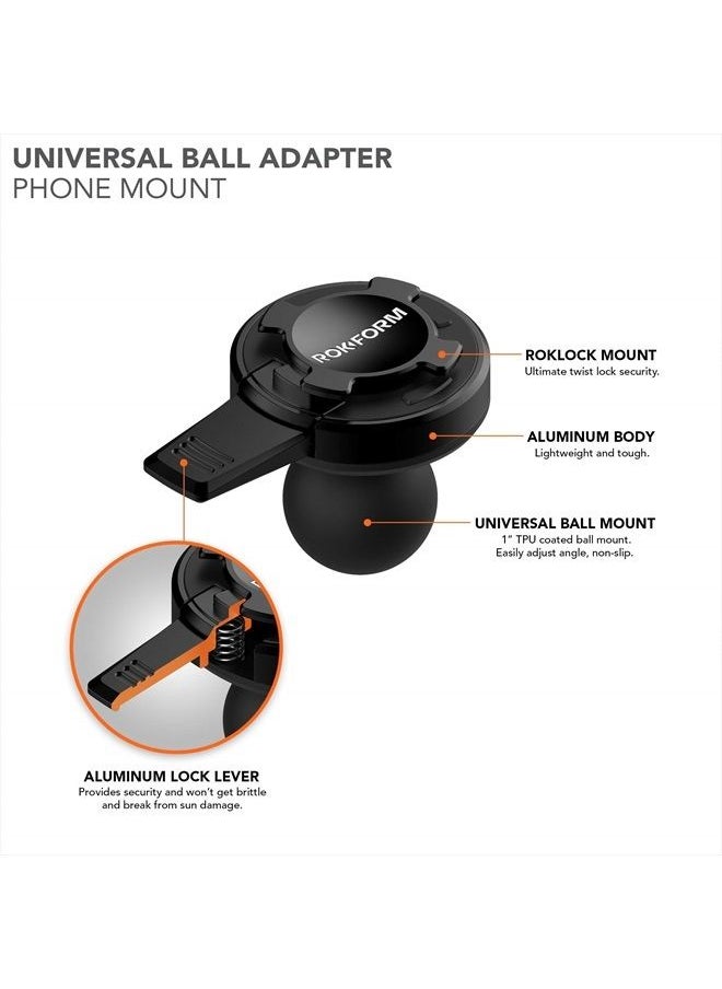 Rokform - – Universal 1” Ball Adapter Motorcycle Phone Mount, Safely Secures Any Twist Lock Case with Aluminum Lever Lock, Phone Holder Bike Mount (Black) - Image 1
