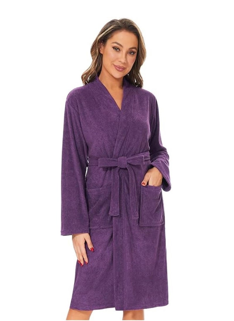 Blueberry Purple Colour Soft Terry  Bathrobe XL Sizes - Image 1