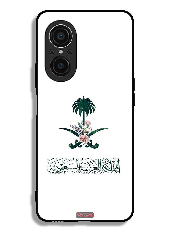 Tolwak غطاء واقي لهاتف هواوي نوفا 9 SE 4G - علامة المملكة العربية السعودية مع زهور - Image 2