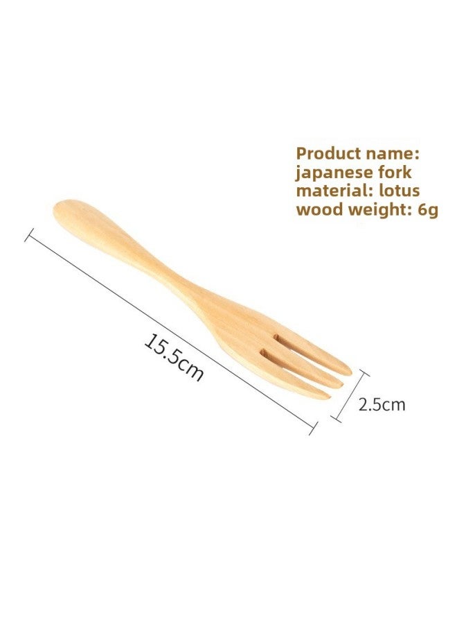 YUANJIN Yuan Hibiscus/ins Japanese-style Lotus Nanmu Log Fork Spoon Baby Complementary Fork Spoon High-end Tableware Suit-Specifications:Lotus Wood Single Fork  - Image 1