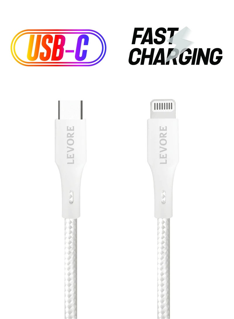 ليفور كابل نايلون USB-C إلى Lightning للشحن السريع 1 متر