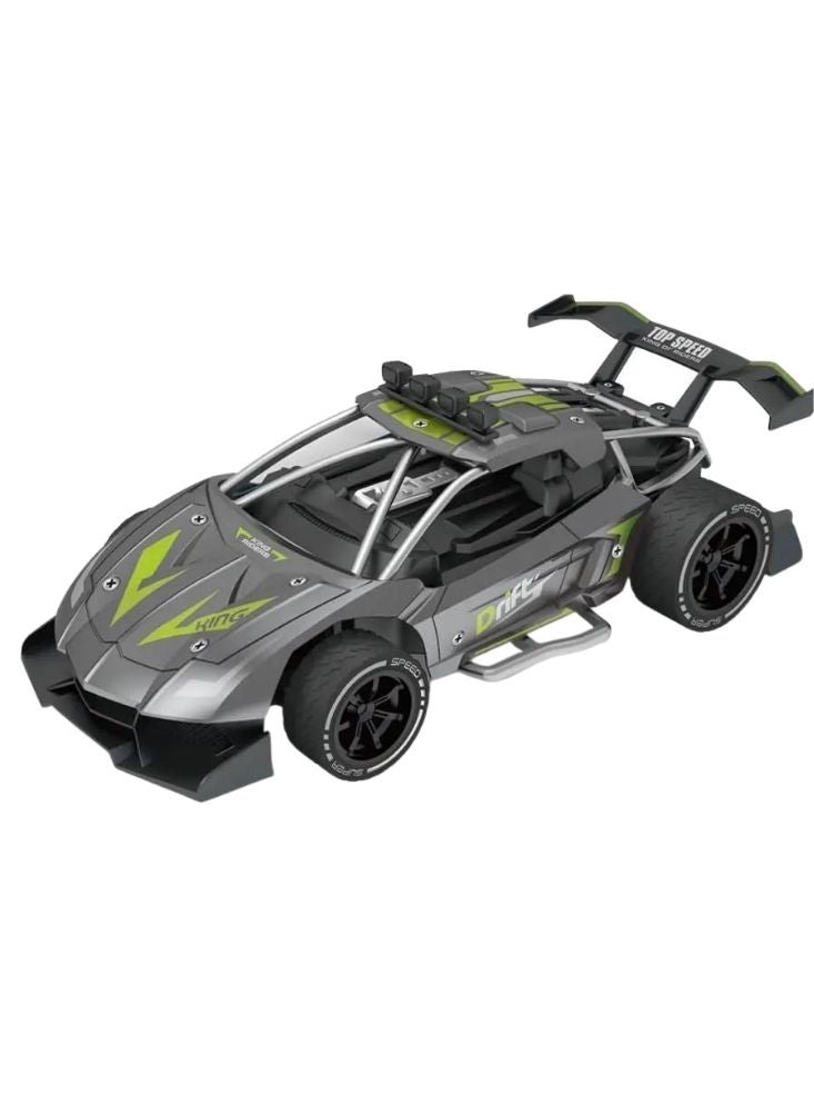 بريميم سيارة رياضية للتحكم عن بعد للانجراف باللونين الرمادي والأخضر - سيارة سباق ديناميكية هوائية تعمل بالتحكم عن بعد مع تصميم جناح خلفي - Image 1