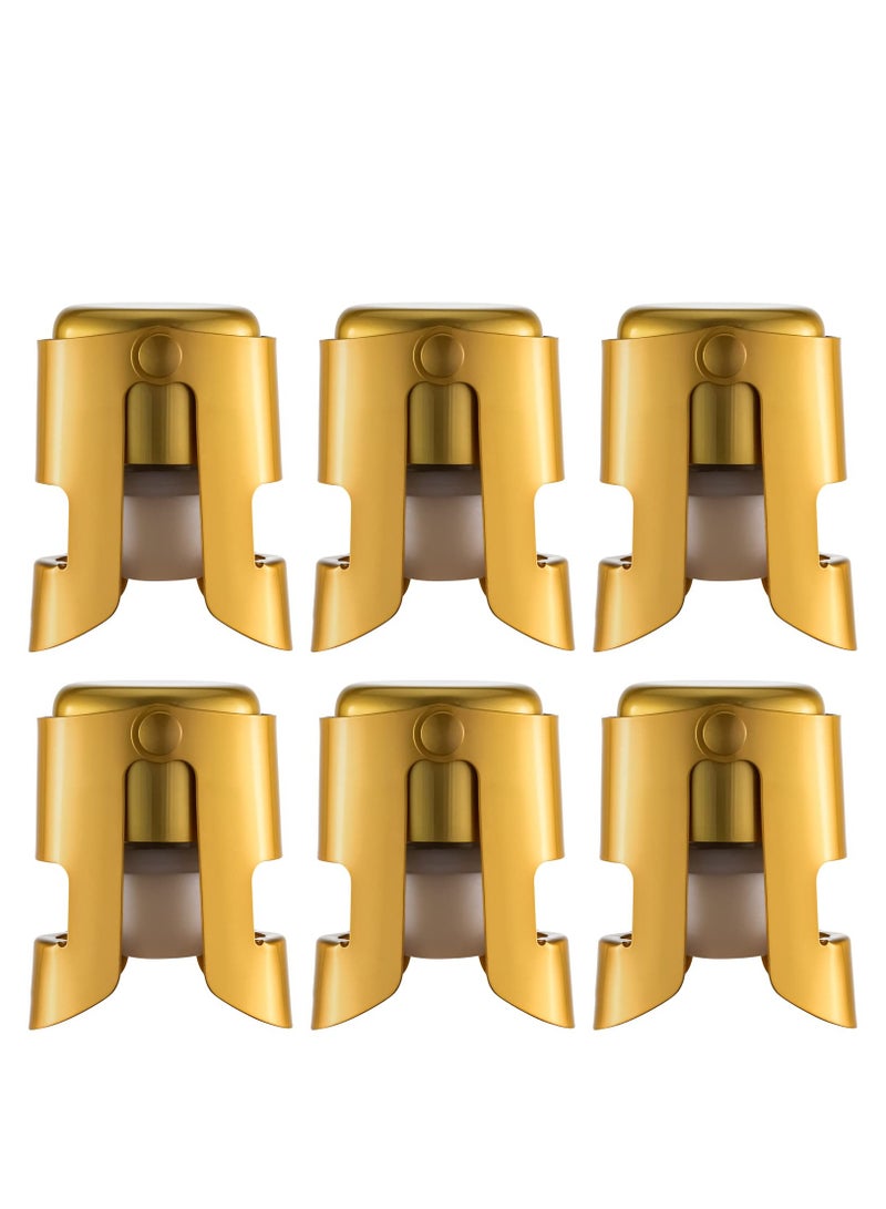 Champagne Stoppers Stainless Steel Gold Sealer Stopper 6 Pack - Image 1
