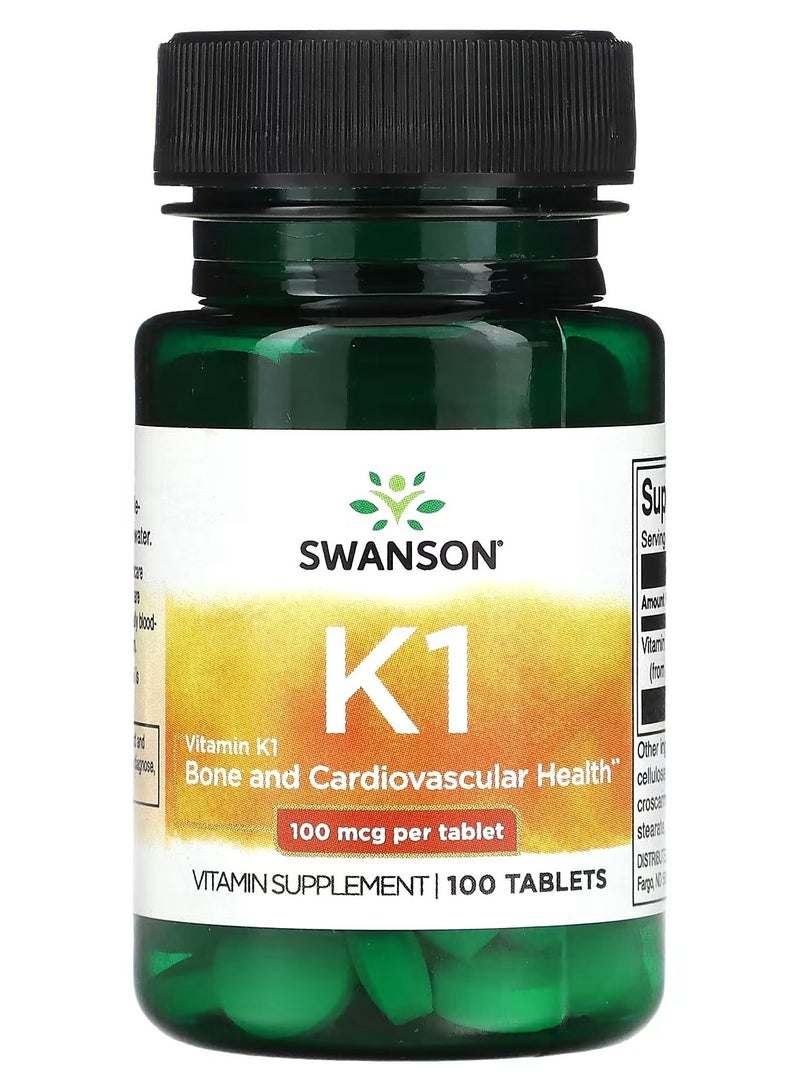 سوانسون Swanson, فيتامين ك1، 100 ميكروجرام، 100 قرص