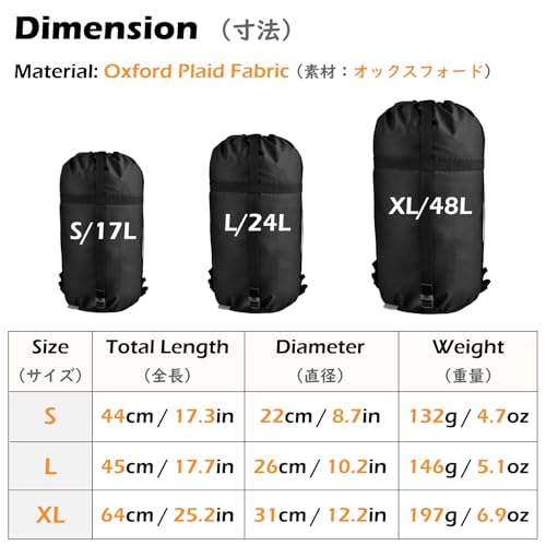 TRIWONDER Compression Sack Nylon Compression Stuff Sack Sleeping Bag Stuff Sack Ditty Bags with Dust Flap for Backpacking Hiking Camping Traveling Black XL - Image 3