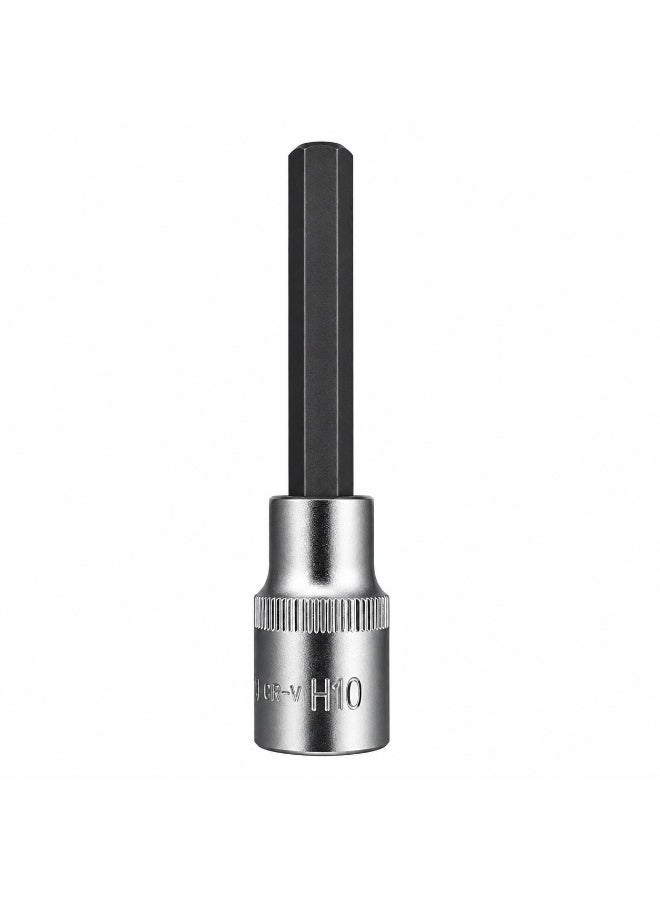 H10 Hex Bit Socket 1/2 Inch Drive, 4.4 Inch Long Chrome Vanadium Steel Allen Socket Tool for Ratchet, Car Repair, Workshop & DIY Maintenance - Image 1