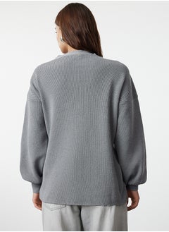 trendyol Gray V-Neck Knitwear Cardigan TWOAW25HI00107  - Image 5