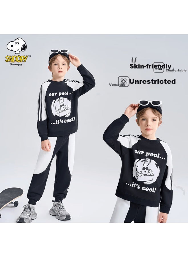 Snoopy Kids Fashion Comfortable Versatile Trendy Hoodie Set Black 120