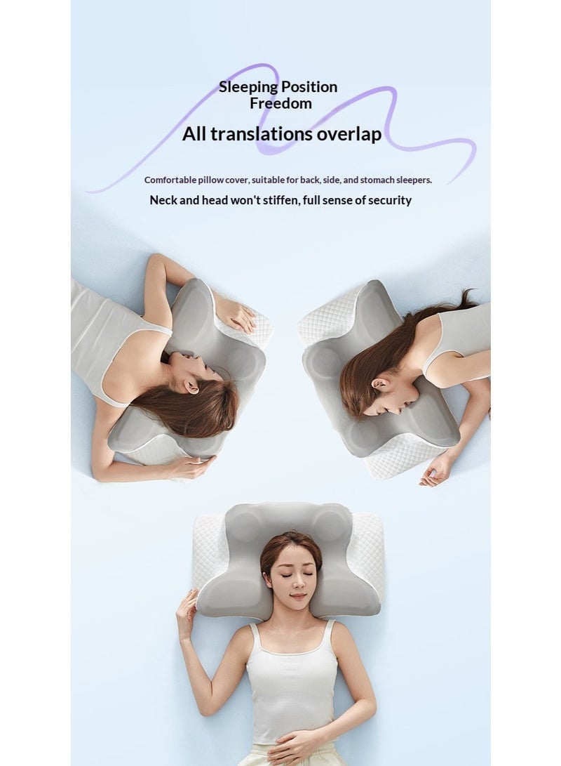 Butterfly-Shaped Neck Support Pillow Zero-Pressure Memory Foam Multi-Zone Design Suitable for Back, Side, and Stomach Sleeping Positions Dual Height Options for Restful Sleep, Washable Cover - Image 5